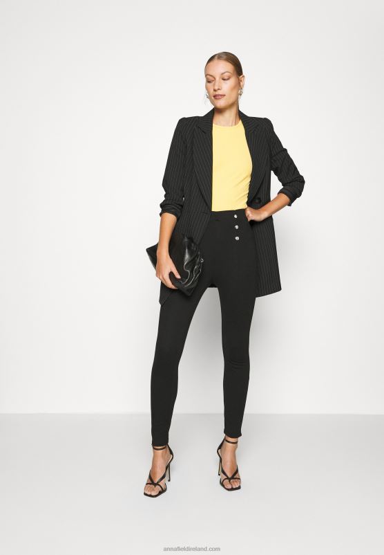 Z62T652 Women Anna Field Punto Leggings With Button Detail Leggings Trousers Black - Image 2