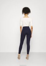 Z62T654 Women Anna Field Punto Leggings With Button Detail Leggings Trousers Dark Blue - Image 3