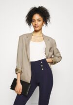 Z62T654 Women Anna Field Punto Leggings With Button Detail Leggings Trousers Dark Blue - Image 4