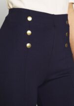 Z62T654 Women Anna Field Punto Leggings With Button Detail Leggings Trousers Dark Blue - Image 6