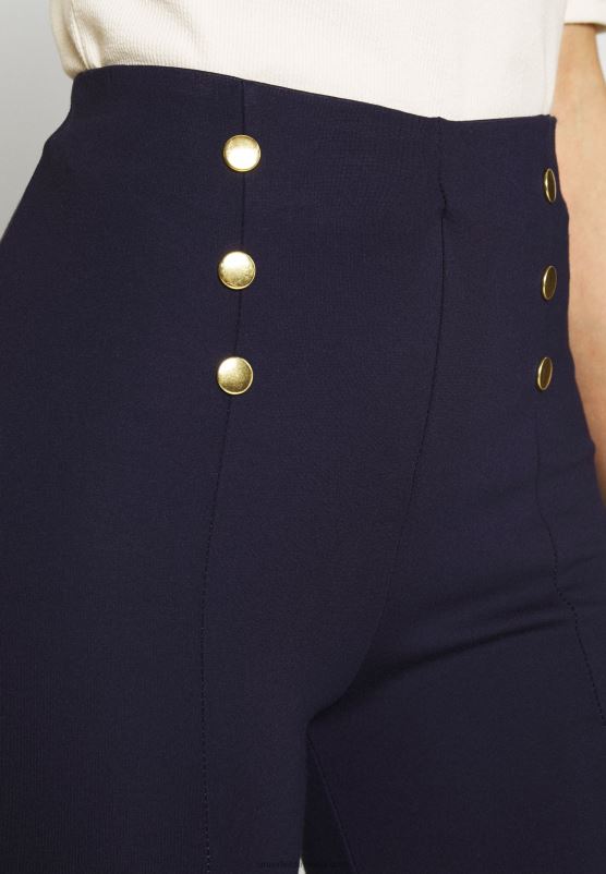Z62T654 Women Anna Field Punto Leggings With Button Detail Leggings Trousers Dark Blue - Image 6
