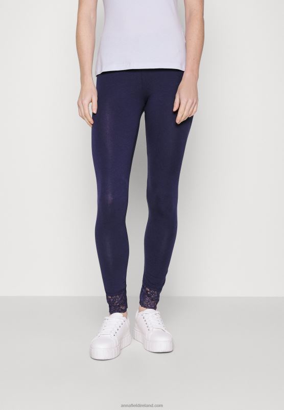Z62T657 Women Anna Field 2 Pack Leggings Trousers Black/Dark Blue - Image 4