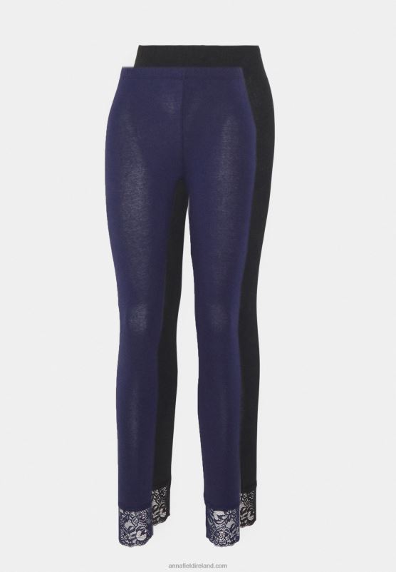 Z62T657 Women Anna Field 2 Pack Leggings Trousers Black/Dark Blue - Image 5