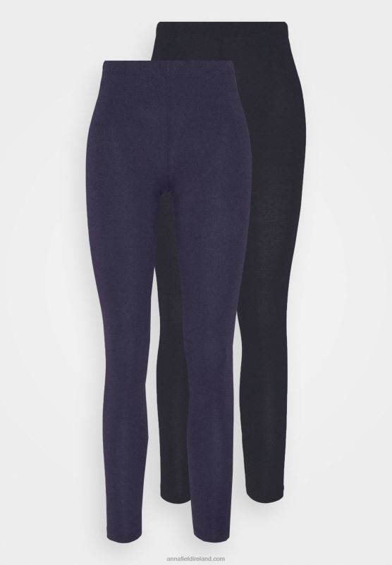 Z62T660 Women Anna Field 2 Pack Leggings Trousers Black/Dark Blue - Image 1