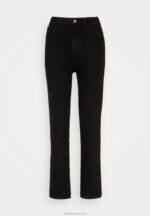 Z62T665 Women Anna Field Straight Leg Jeans Black Denim - Image 5