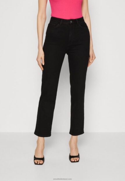 Z62T665 Women Anna Field Straight Leg Jeans Black Denim