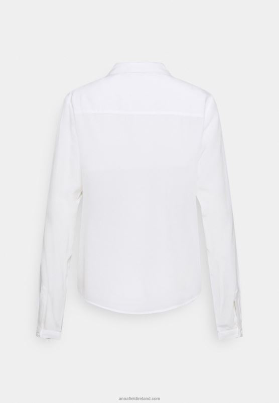 Z62T668 Women Anna Field Basic Blouse With Pocket Button-Down Blouse Off-White - Image 2