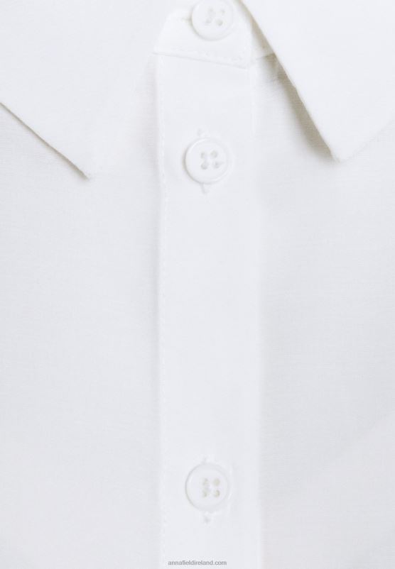 Z62T668 Women Anna Field Basic Blouse With Pocket Button-Down Blouse Off-White - Image 3