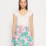 Z62T68 Women Anna Field Denim Dress White/Green/Pink