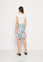 Z62T68 Women Anna Field Denim Dress White/Green/Pink - Image 3