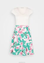 Z62T68 Women Anna Field Denim Dress White/Green/Pink - Image 5