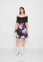 Z62T71 Women Anna Field Cocktail Dress Party Dress Black/Purple - Image 2