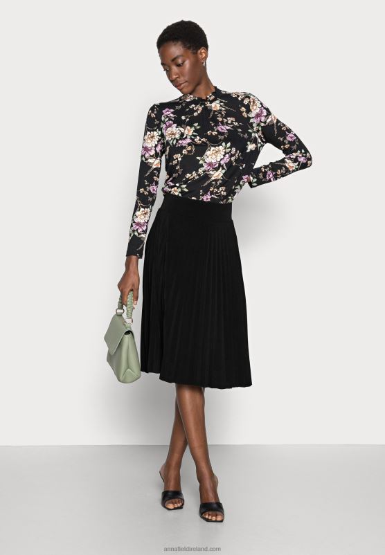 Z62T776 Women Anna Field Plisse A-Line Mini Skirt A-Line Skirt Black - Image 2