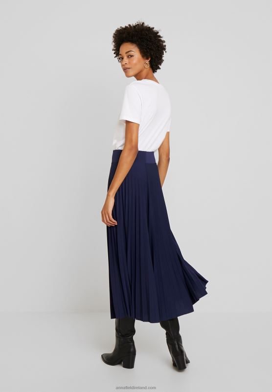 Z62T783 Women Anna Field Plisse A-Line Midi Skirt A-Line Skirt Maritime Blue - Image 3
