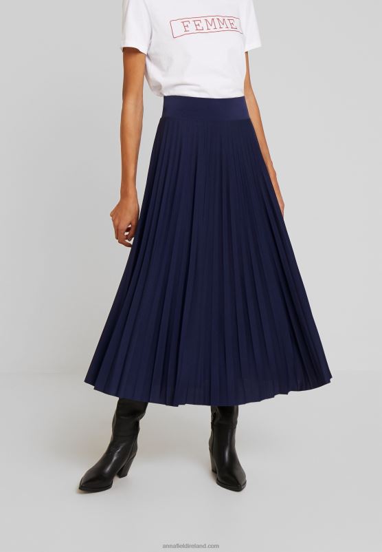 Z62T783 Women Anna Field Plisse A-Line Midi Skirt A-Line Skirt Maritime Blue - Image 1