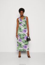 Z62T78 Women Anna Field Jersey Dress Green/Purple/White - Image 2
