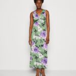 Z62T78 Women Anna Field Jersey Dress Green/Purple/White
