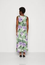 Z62T78 Women Anna Field Jersey Dress Green/Purple/White - Image 3