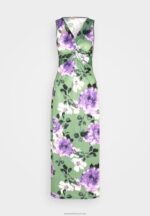 Z62T78 Women Anna Field Jersey Dress Green/Purple/White - Image 5