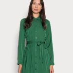 Z62T80 Women Anna Field Shirt Dress Dark Green