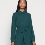 Z62T83 Women Anna Field Shirt Dress Dark Green