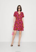 Z62T90 Women Anna Field Shirt Dress Pink/Orange - Image 2