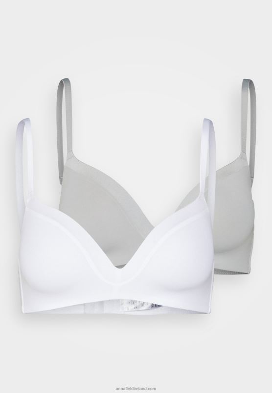 Z62T915 Women Anna Field Edison 2 Pack Non Wired T-Shirt Bra White/Grey - Image 6