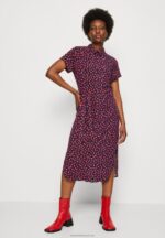 Z62T91 Women Anna Field Shirt Dress Dark Blue/Red - Image 4