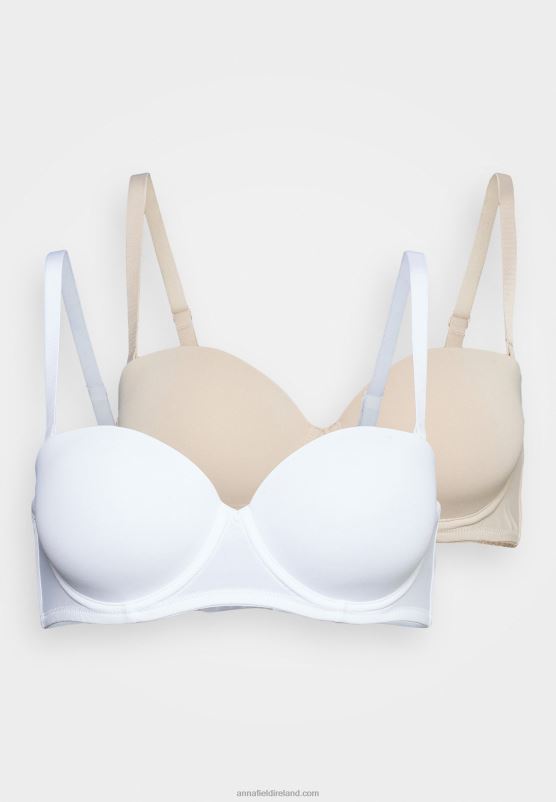 Z62T925 Women Anna Field 2 Pack Multiway Strapless Bra White/Nude - Image 9