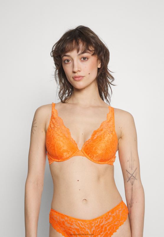 Z62T934 Women Anna Field 2 Pack Underwired Bra Orange/ Black - Image 4