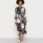 Z62T93 Women Anna Field Shirt Dress Black/Multi Coloured