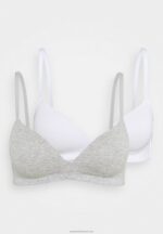 Z62T946 Women Anna Field 2Pp Georgia Bra T-Shirt Bra Grey/White - Image 5