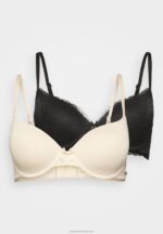 Z62T948 Women Anna Field 2 Pack Underwired Bra Black/Nude - Image 5