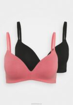 Z62T951 Women Anna Field 2Pp Georgia Bra T-Shirt Bra Pink/Black - Image 5