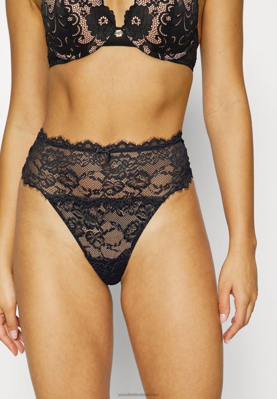 Z62T969 Women Anna Field 5Pp High Rise Lace Thong Thong Black - Image 2