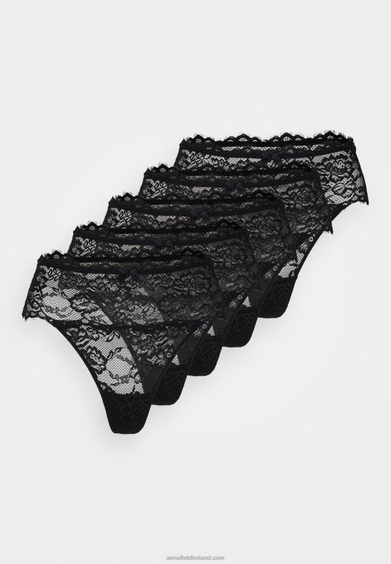 Z62T969 Women Anna Field 5Pp High Rise Lace Thong Thong Black - Image 4