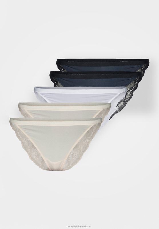 Z62T975 Women Anna Field 5 Pack Briefs White/Dark Blue/Nude - Image 5