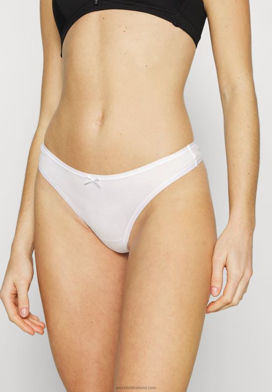 Z62T979 Women Anna Field Georgina 7Pp Thong Cotton Thong Black/White - Image 4
