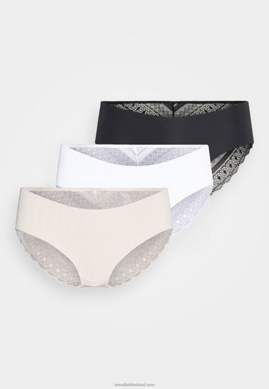 Z62T992 Women Anna Field Frolice 3Pp Short Briefs Black/Nude/White - Image 6