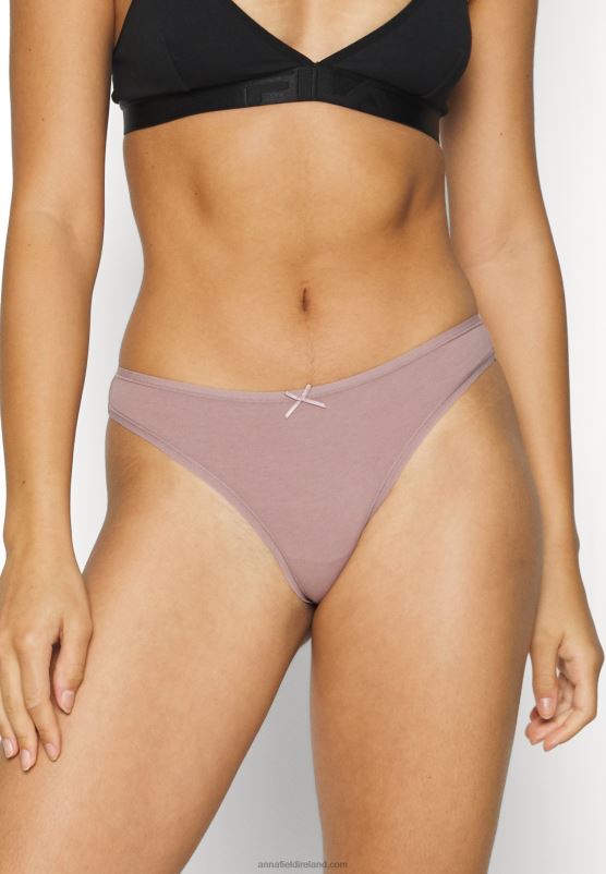 Z62T993 Women Anna Field Georgina 7Pp Thong Cotton Thong Black/Pink - Image 4