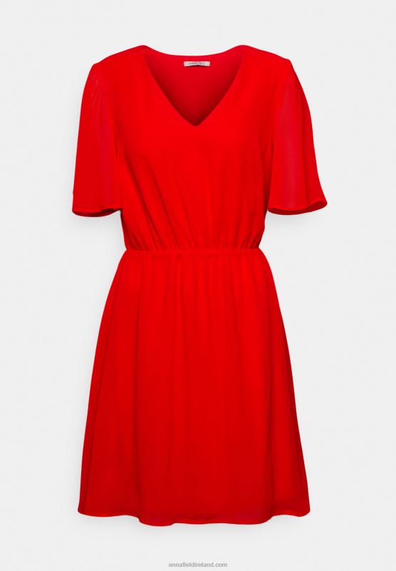 Z62T9 Women Anna Field V-Neck Sleeve Dress Day Dress Dark Red - Image 1