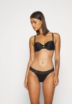 Z62T1011 Women Anna Field 10Pp Cotton And Lace Thong Thong Black