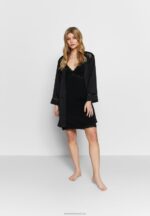 Z62T1038 Women Anna Field Heidi Short Sleeves Viscose Nightdress Nightie Black - Image 2
