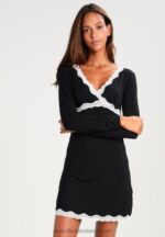 Z62T1039 Women Anna Field Heidi Long Sleeves Viscose Nightdress Nightie Black