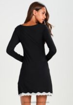 Z62T1039 Women Anna Field Heidi Long Sleeves Viscose Nightdress Nightie Black - Image 3