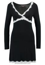 Z62T1039 Women Anna Field Heidi Long Sleeves Viscose Nightdress Nightie Black - Image 5