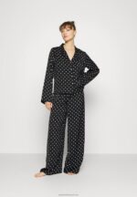 Z62T1062 Women Anna Field Pyjama Set Black/Off-White - Image 2