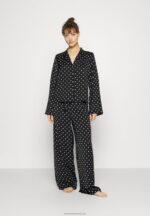Z62T1062 Women Anna Field Pyjama Set Black/Off-White