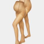 Z62T1102 Women Anna Field 20 Den 2 Pack Tights Camel