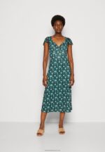 Z62T110 Women Anna Field Jersey Dress Green/Multi Coloured